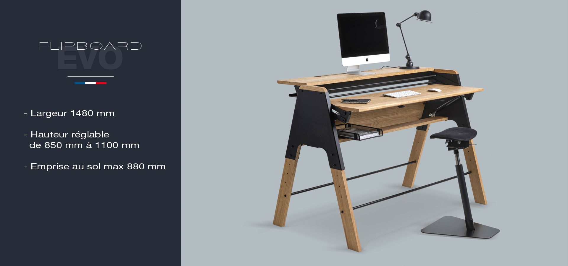Bureau assis debout modulable